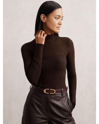 Reiss - Mesh Funnel-Neck Knit Top - Lyst