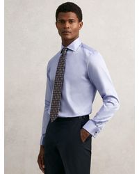 Reiss - Remote - Mid Blue Slim Fit Cotton Satin Double Cuff Shirt, Us 15 - Lyst