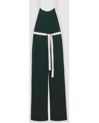 Reiss - Dark & Cream Petite Colourblock Wide Leg Belted Jumpsuit - Lyst