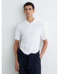 Reiss - Textured-Knit Half-Zip Polo Shirt - Lyst