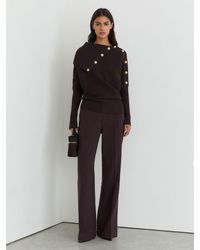 Reiss - Rib-Knit Button Shawl Jumper - Lyst