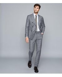 Reiss Glover - Wool Double Breasted Blazer - Blue
