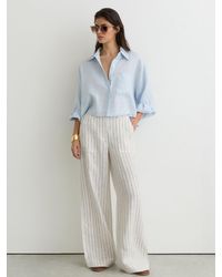 Reiss - Linen Pinstripe Wide-Leg Trousers - Lyst