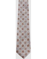 Reiss - Vasari - Grey Melange Silk Medallion Print Tie, One - Lyst