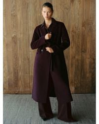 Reiss - Brogan - Burgundy Double-breasted Blindseam Coat Wool-blend, Us 6 - Lyst