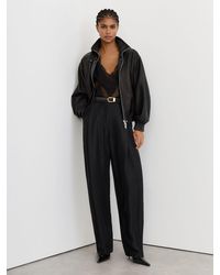 Reiss - Petite Jacquard Deep-Pleat Barrel-Leg Trousers - Lyst