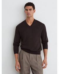 Reiss - Earlsfield Merino Wool V-Neck Jumper - Lyst