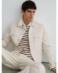 Reiss - Regent - White Denim Trucker Jacket, M - Lyst