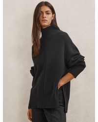 Reiss - Wool Zip-Detail Funnel-Neck Jumper - Lyst