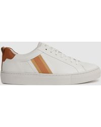 Reiss - Fresh White Leather Side Stripe Trainers - Lyst