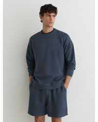 Reiss - Drift - Airforce Blue Cotton-piqué Garment-dyed Sweatshirt, M - Lyst