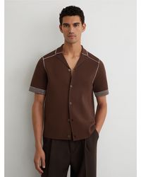 Reiss - Stitch-Detail Cuban-Collar Knit Shirt - Lyst