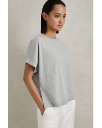 Reiss - Lois - Grey Marl Cotton Crew Neck T-shirt - Lyst