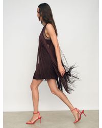 Reiss - Fringe Detail Sheer Panel Mini Dress - Lyst