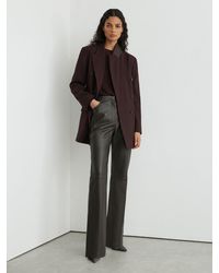 Reiss - Petite Leather Slim Straight-Leg Trousers - Lyst