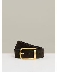 Reiss - Iyla - Chocolate Suede Half Keeper Belt - Lyst