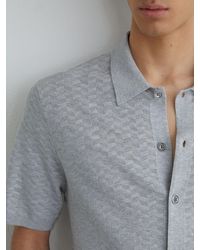 Reiss - Textured-Knit Button-Through Shirt - Lyst