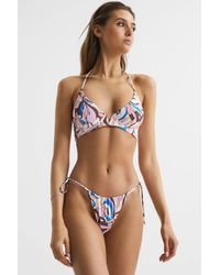 Reiss - Audrinna - Multi Audrinna Underwired Abstract Print Triangle Bikini Top, Us 12 - Lyst