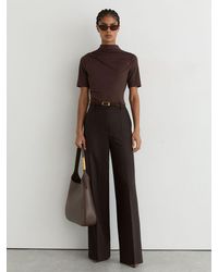 Reiss - Cotton-Blend High-Neck Draped Top - Lyst