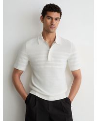 Reiss - Cotton-Blend Textured-Knit Half-Zip Polo Shirt - Lyst