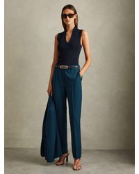 Reiss - Jade - Teal Petite Slim Fit Wool Blend Suit Trousers, Us 8 - Lyst