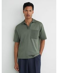 Reiss - Knitted Open-Collar Polo Jumper - Lyst