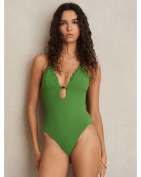 Reiss - Whipstitch Halterneck Swimsuit - Lyst