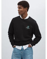 Les Deux - Black Print Cotton Café Sweatshirt - Lyst