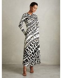 Reiss - Printed Jersey Twist Detail Midi Dress - Lyst