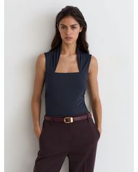 Reiss - Square-Neck Ruched Sleeveless Top - Lyst