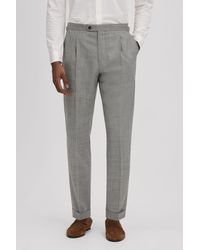 Reiss - Valentine - Soft Grey Slim Fit Wool Blend Trousers With Turn-ups - Lyst