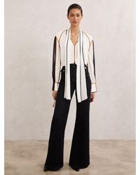 Reiss - Tipped Tie-Neck Blouse - Lyst