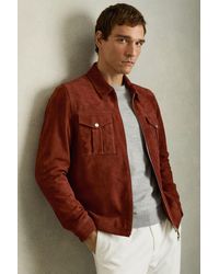 Reiss - Burnt Suede Zip-Through Shirt Jacket - Lyst