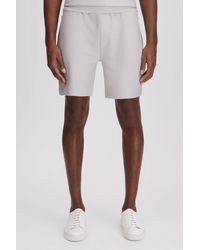 Reiss - Hester - Silver Textured Cotton Drawstring Shorts - Lyst