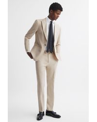 Reiss - Gatsby - Ivory Slim Fit Textured Side Adjuster Trousers - Lyst