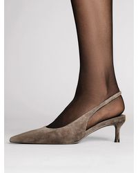 Reiss - Suede Slingback Low-Heel Court Shoes - Lyst