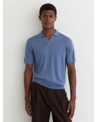 Reiss - Merino Wool Open-Collar Polo Shirt - Lyst