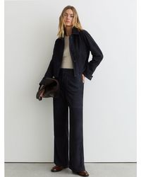 Reiss - Priya Petite Suede High-Rise Flared Trousers - Lyst