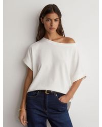 Reiss - Sia - White Cotton Off-shoulder T-shirt, S (us 4-6) - Lyst