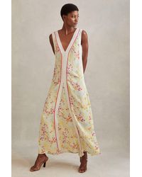 Reiss - Eliza - Pink/yellow Floral Print Maxi Dress - Lyst