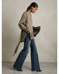 Reiss - Woven High-Neck Belted Blouse - Lyst