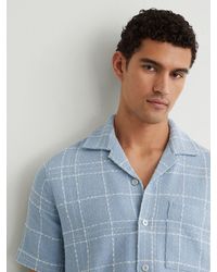 Reiss - Soft & Textured Check Cuban-Collar Shirt With Cotton - Lyst