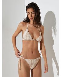 Reiss - Snake-Print Side-Tie Bikini Bottoms - Lyst