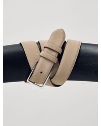 Reiss - Dante - Stone Dante Suede Belt, 32 - Lyst
