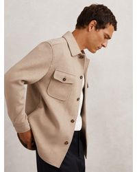 Reiss - Liam - Oatmeal Brown Wool-blend Twin-pocket Overshirt, L - Lyst