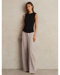 Reiss - Satin Wide Leg Elastic Waist Trousers - Lyst