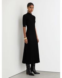 Reiss - Petite Button-Detail Knitted Midi Dress - Lyst