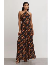 PAIGE - Silk Georgette Floral Print Maxi Dress - Lyst