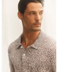 Reiss - Bordeaux & Ecru Cotton-Blend Half-Button Marled Polo - Lyst