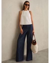 Reiss - Linen-Cotton Wide-Leg Trousers - Lyst